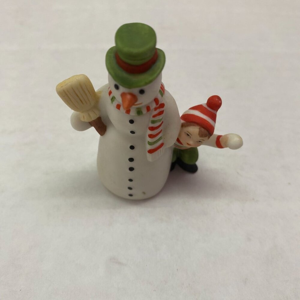 1986 Vintage Lefton Colonial Village " Brian and Friend" Snowman Figurine